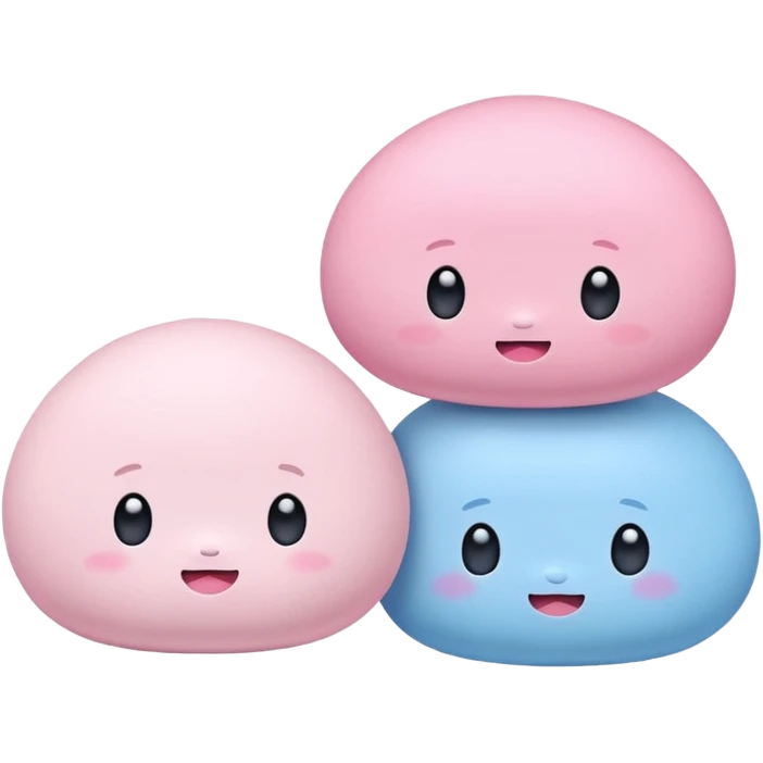 2 cute japanese mochi kawaii in pastel emoji