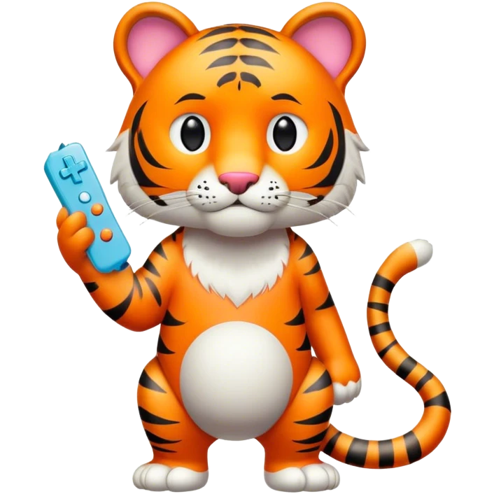 Tiger with Nintendo Wii emoji