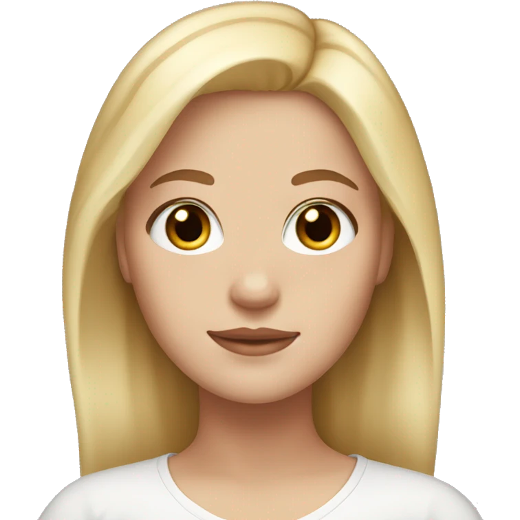 white girl with brown eyes and blonde hair (middle part) emoji