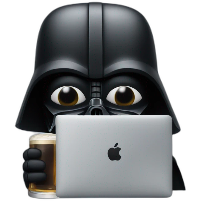 Dark vader holding a beer and a macbook emoji