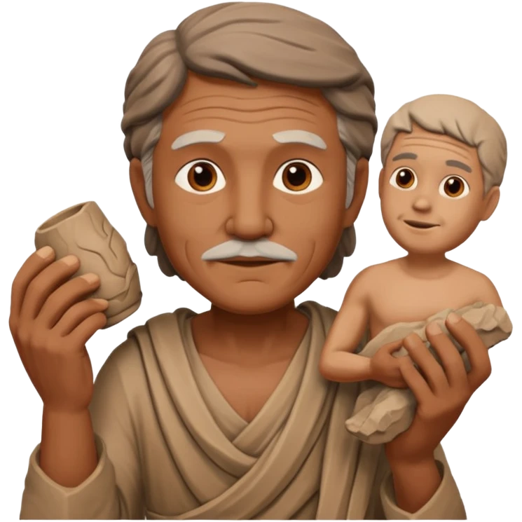 Ancient  man  with clay sculpture emoji