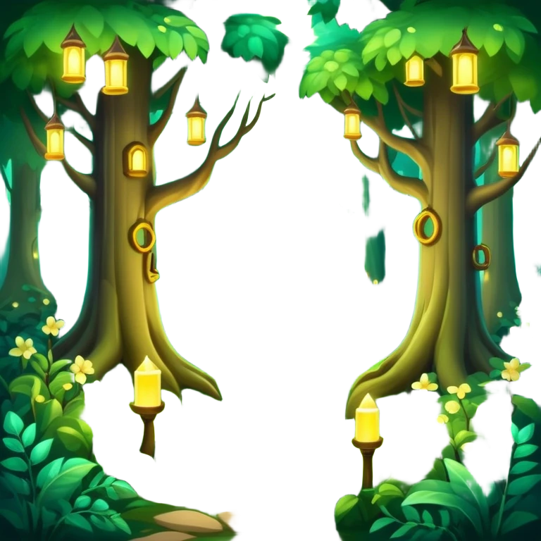 enchanted forest scene with lush green trees and magical glowing accents emoji