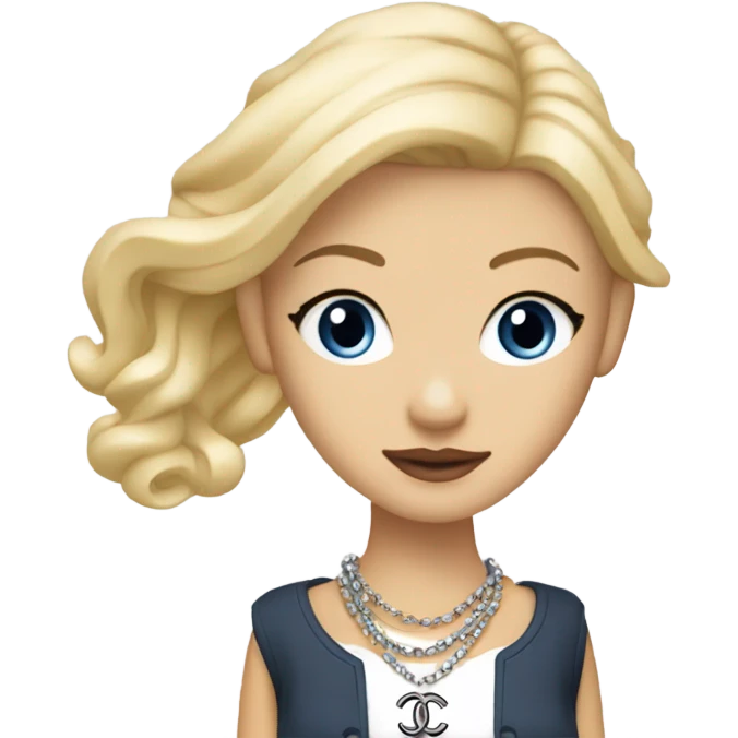 Blonde Chanel blue eyes Asian Girl with Birkin bag and Chanel necklace emoji