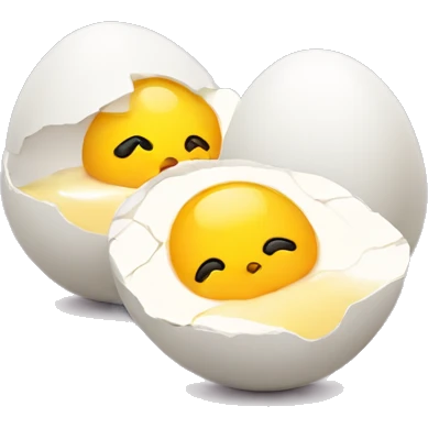 Cracked eggs with chick emoji
