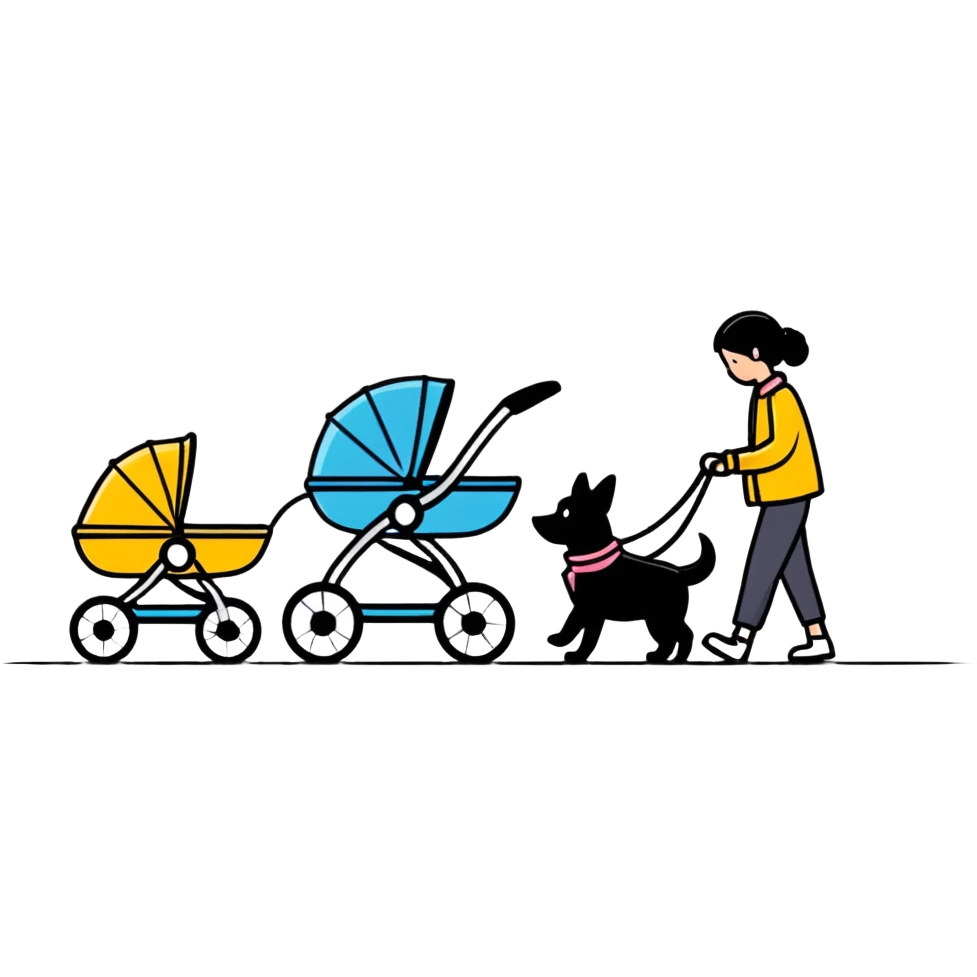 walking dog with stroller emoji