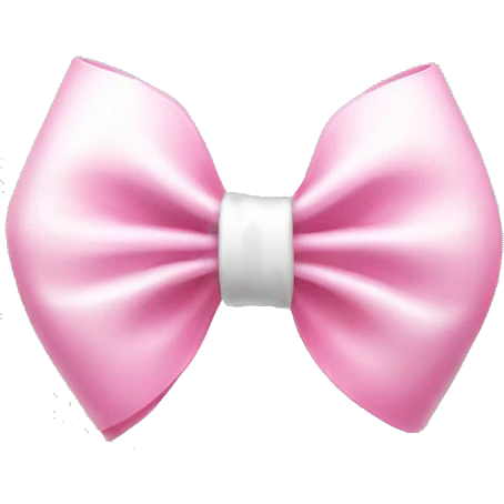 White bow with pink heart emoji