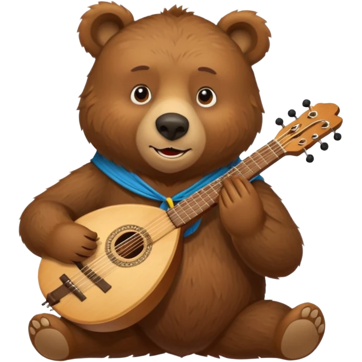 Friendly Russian brown bear holding a balalaika emoji