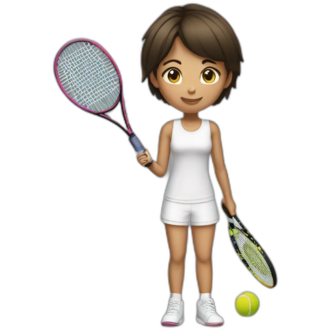 brunet short hair girl paying tennis emoji