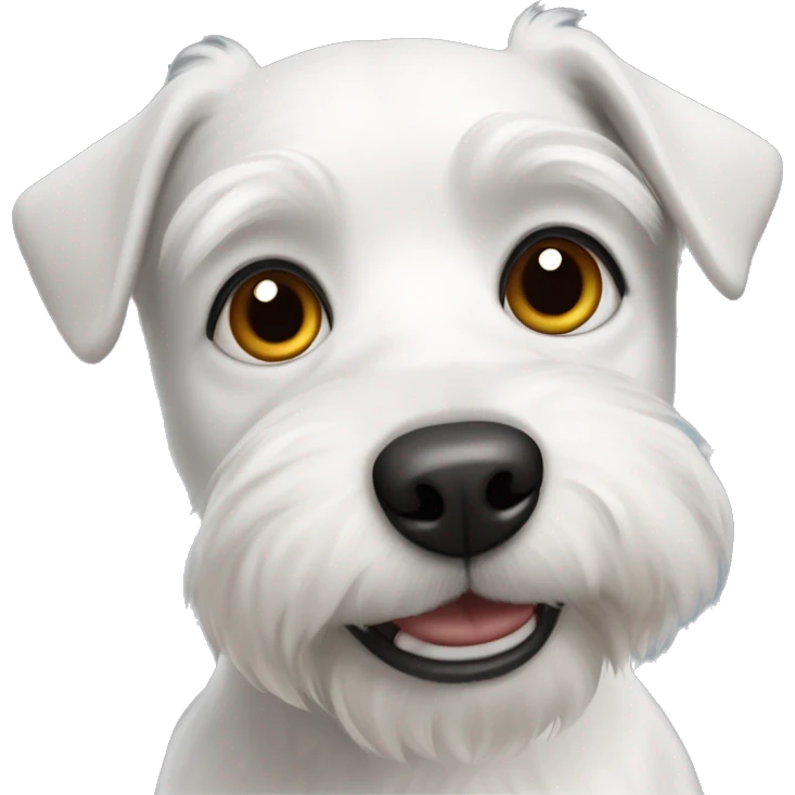 white dog with dark gray ears, mixed breed with Jack Russel and bichon frize emoji