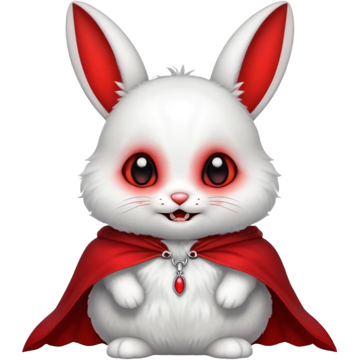 Vampire animal, bunny'  in red collar cloak, red eye, fangs emoji