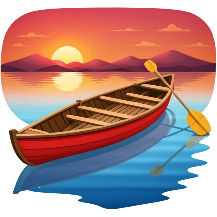 Rowing boat on sunset with pontoon in the background emoji