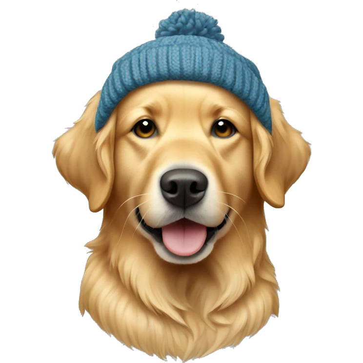Golden retriever wearing knitted hat emoji