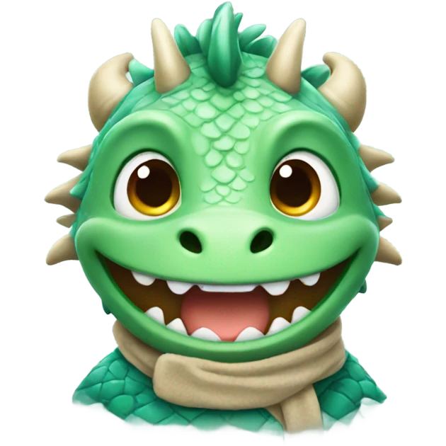 Happy dragon. Wearing winter clothes.  emoji