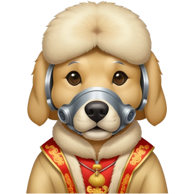 A retriever with Chinese outfit with machine mask. emoji