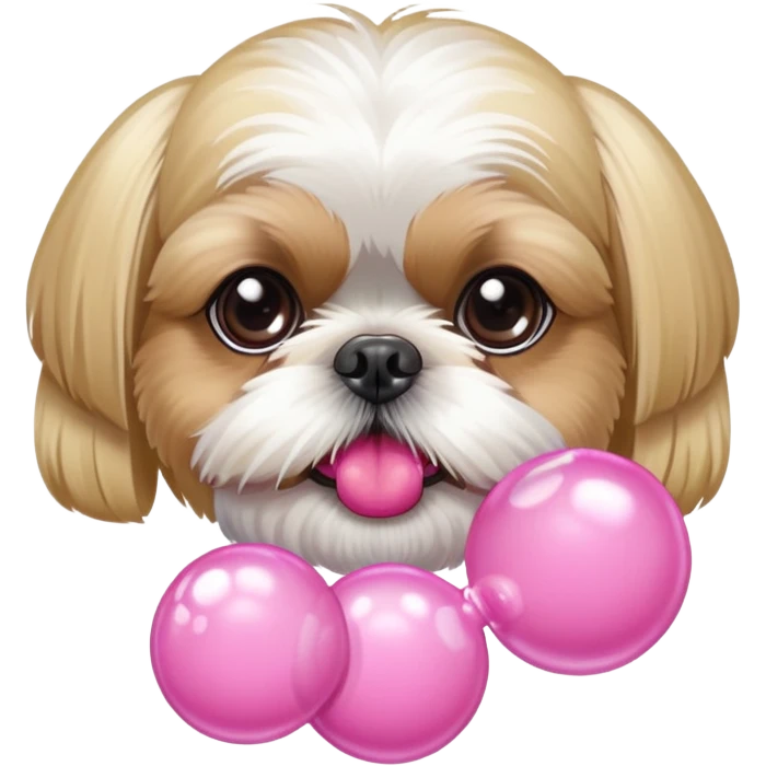 Blonde Shih tzu blowing bubble gum emoji