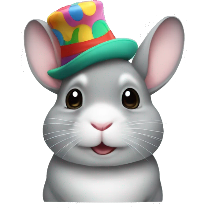 Chinchilla wearing a clown hat emoji