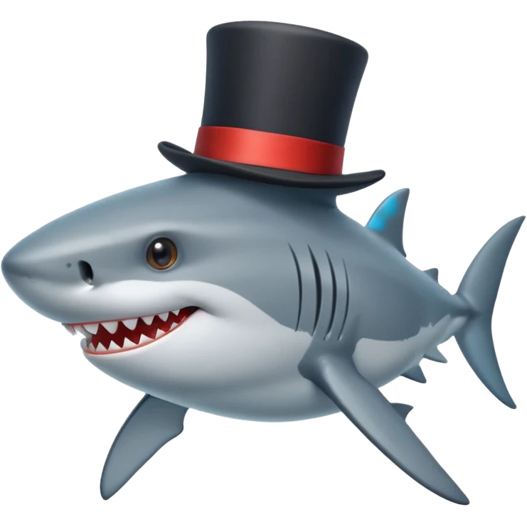 Shark with a top hat emoji