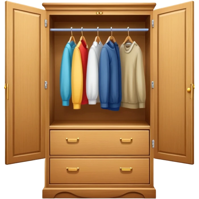 wooden wardrobe closet with clothes emoji