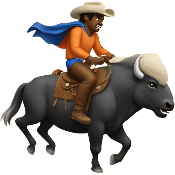 Bronco riding a buffalo  emoji