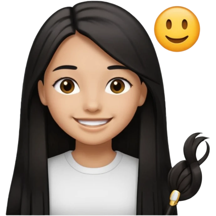 A girl in white with black long straight hair with hairclip and light brown skin emoji