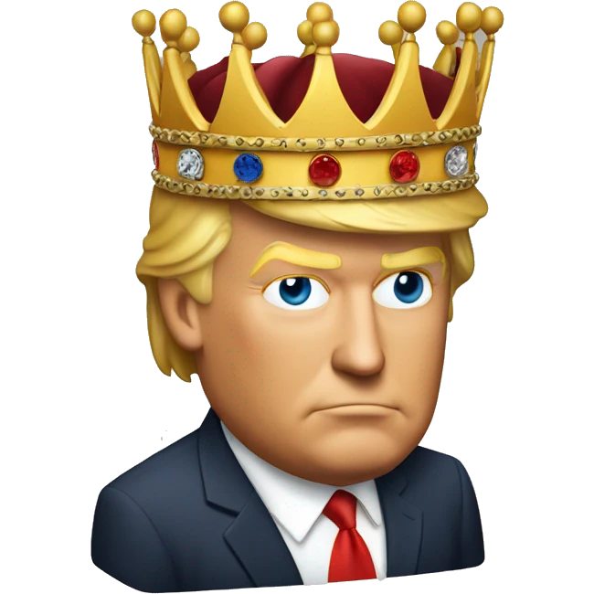 donald trump with a king on his head emoji