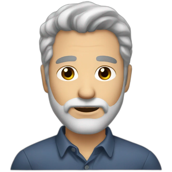 man grey hair brown eyes 3 days of beard emoji
