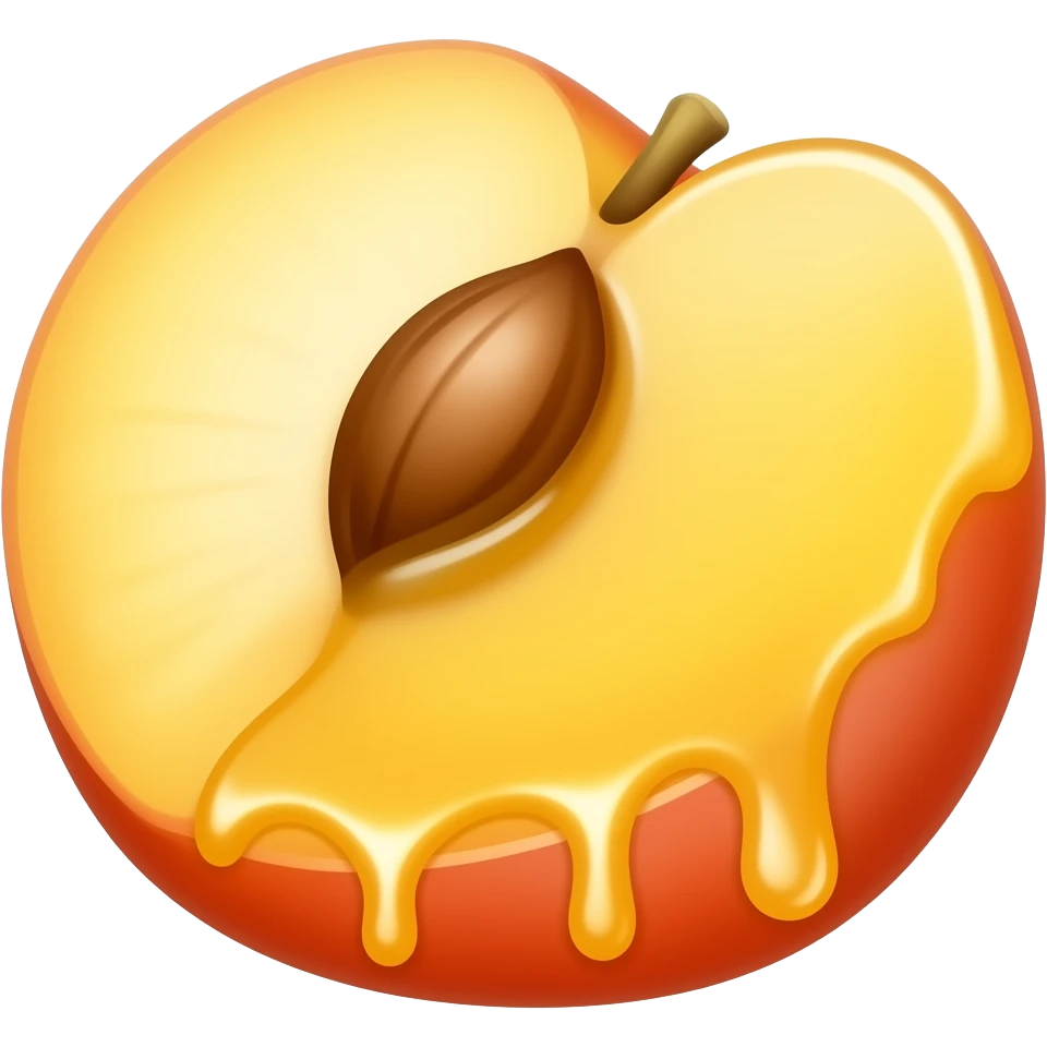Honey dripping from the inside of peach slice emoji