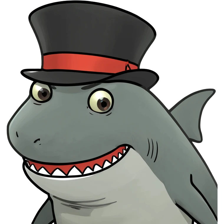 Shark with a top hat emoji