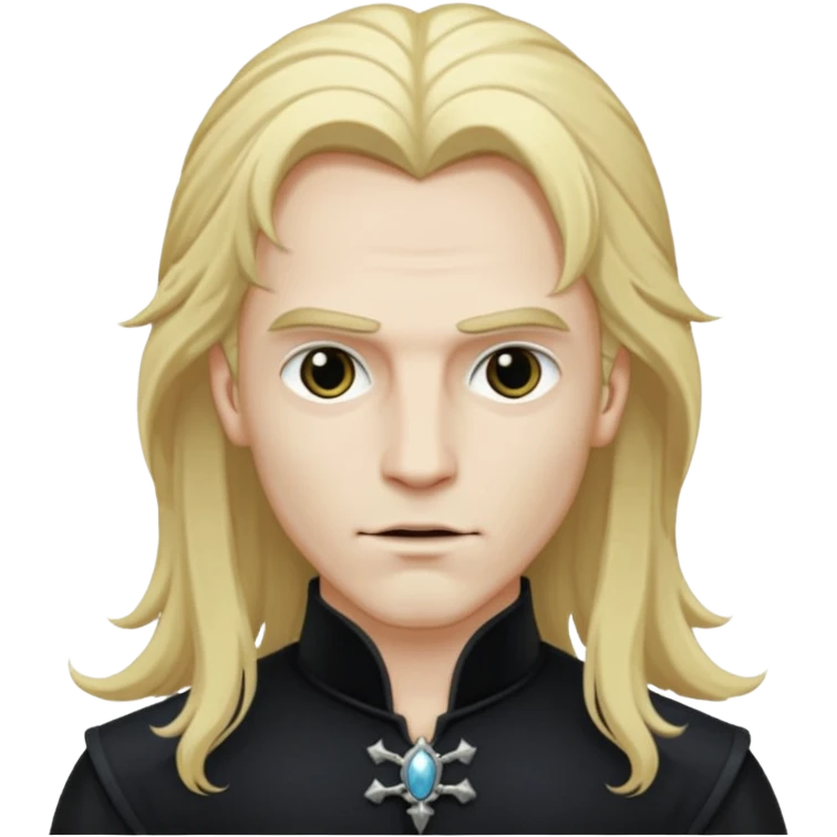 Lestat de Lioncourt with white skin, long blonde hair, black outfit emoji