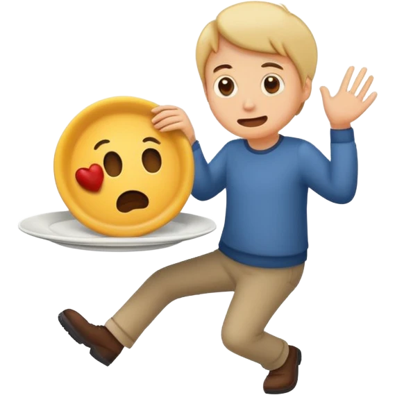 humorous emoji of a person sneaking away from a plate of food, lighthearted and fun emoji