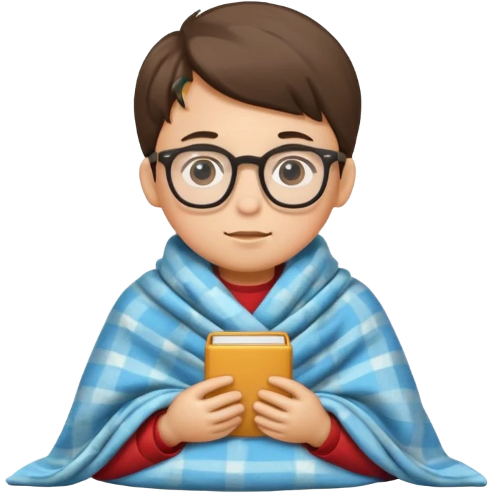 boy child with glasses with tucked blanket emoji