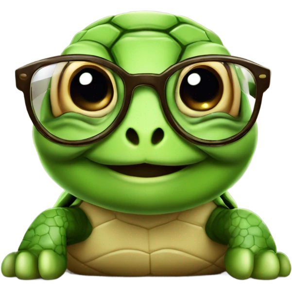 Cute turtle with glasses smiling  emoji