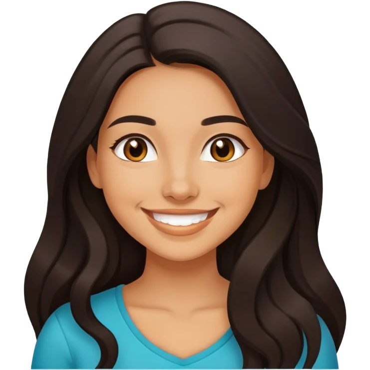 young latina woman with long dark hair smiling emoji