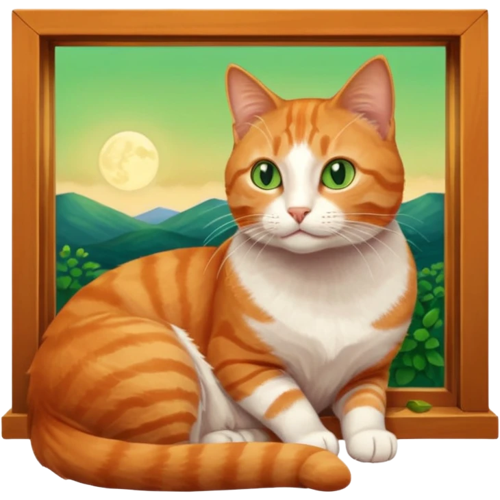 Window with cat on sill + lamp glow emoji