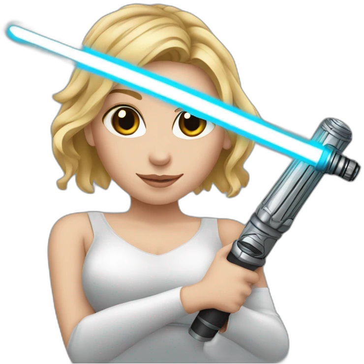 Sexy white girl holding lightsaber emoji