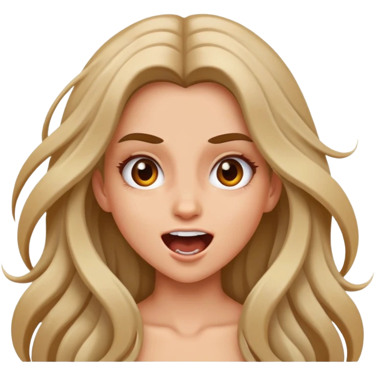 Clubbing girl crazy sultry excited, long hair emoji