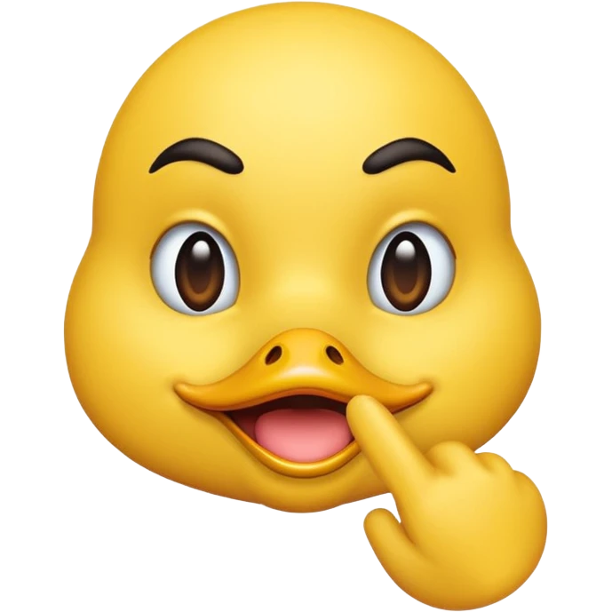 Duck lips classic yellow emoji with pointer finger pointing to lips emoji
