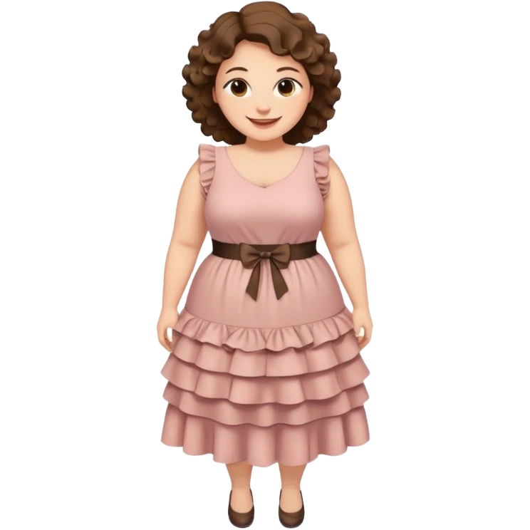 Can you make and she’s wearing a dress like a ruffles and her hand is on her waist and she’s fat emoji