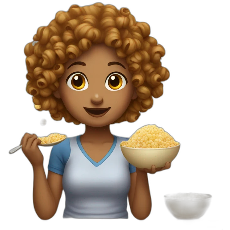 Curly girl eating khinkali emoji