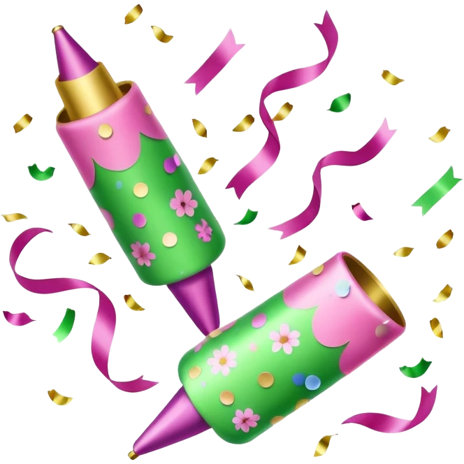 light green and light pink floral party poppers emoji