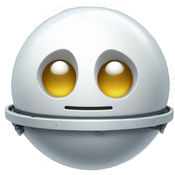 cute white floating spherical happy robot emoji