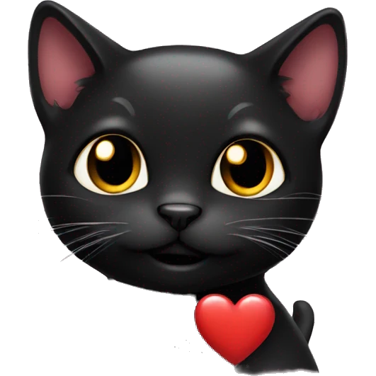 Black cat with heart emoji