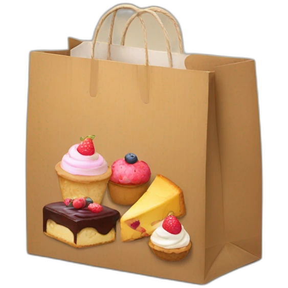 Cardboard bag with desserts emoji