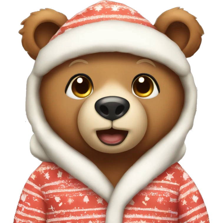 Cute bear wearing christmas pijamas emoji