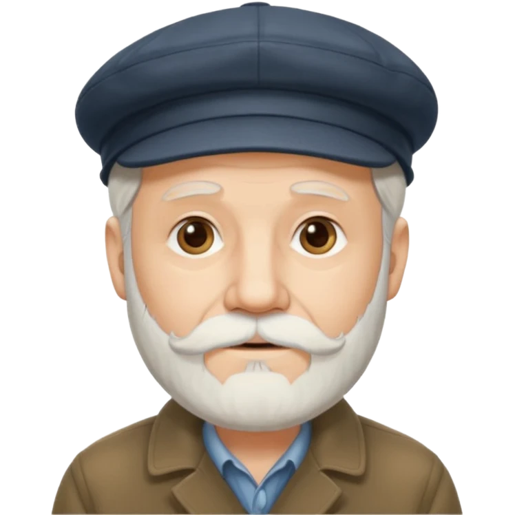 Old man white beard wearing a flat cap emoji