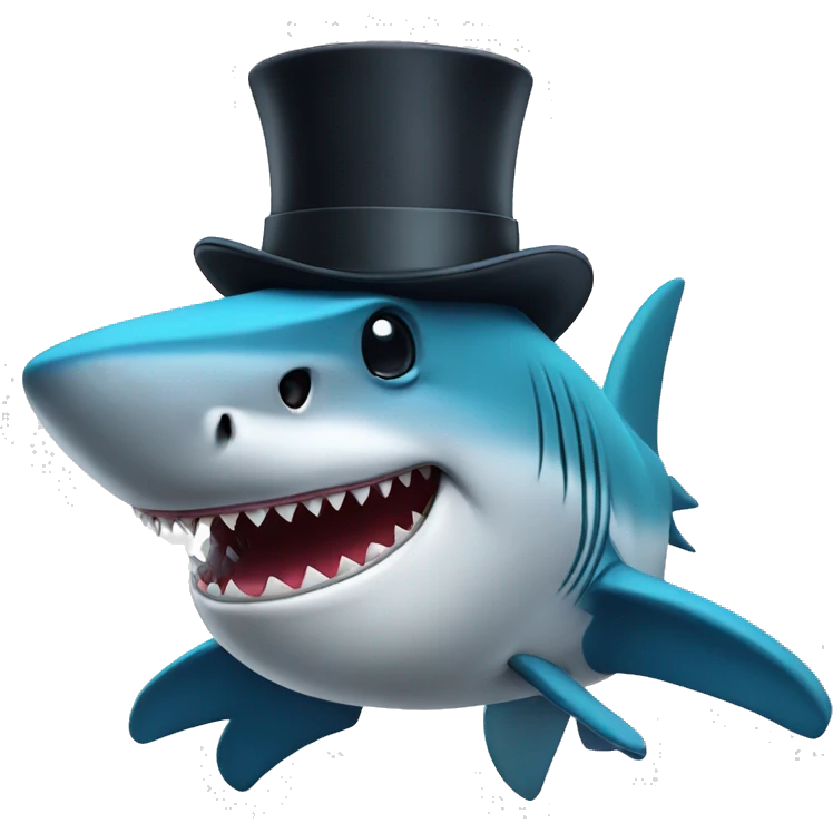 Shark with a top hat emoji