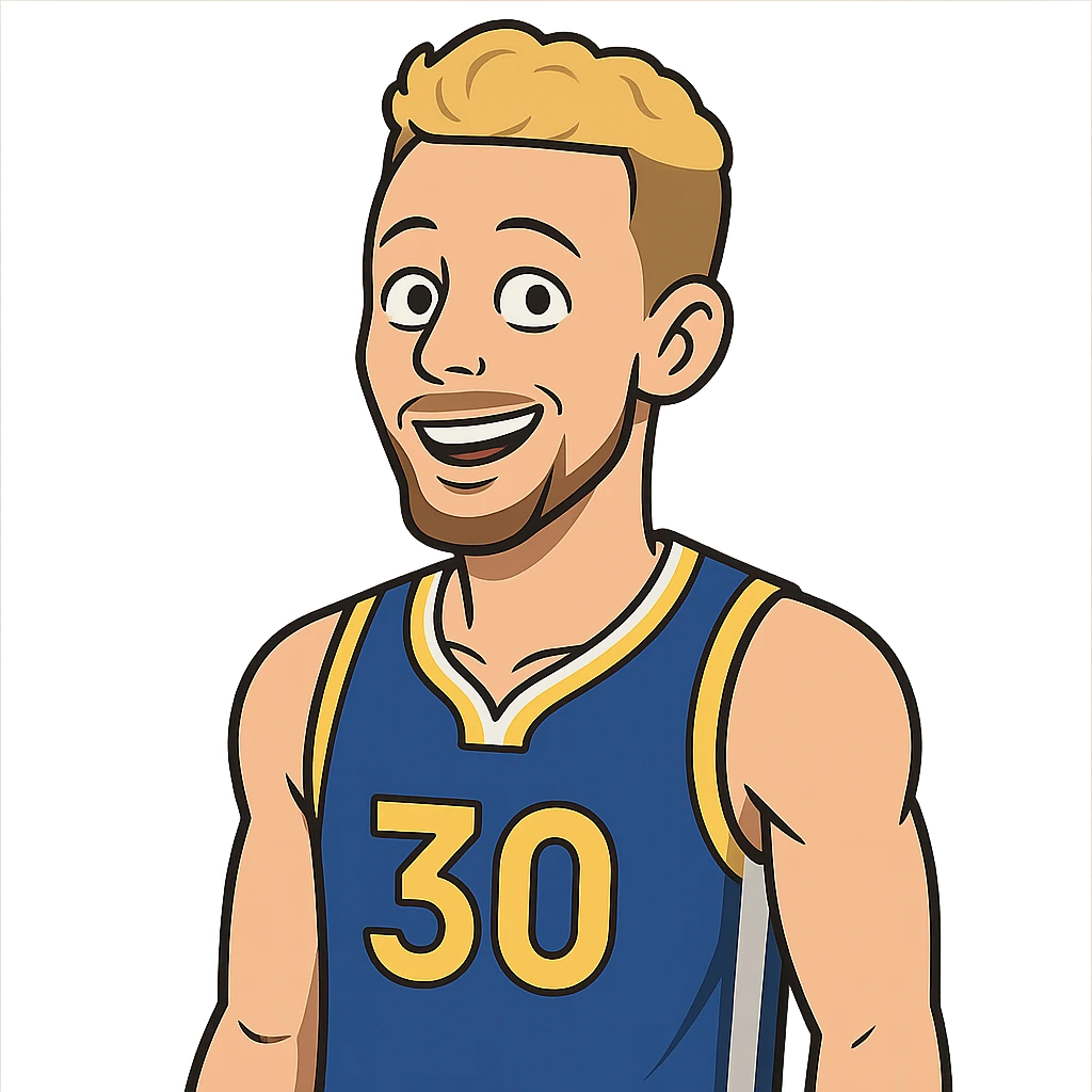 flat toon style Stephen Curry with blonde hair, no beard, basketball jersey emoji