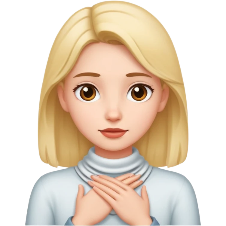 Girl has two hands around neck emoji