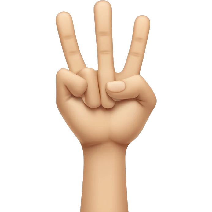 hand gesture in which the index and middle fingers are raised and parted to make a V shape while the other fingers are clenched, and given with back of the hand towards the recipient emoji