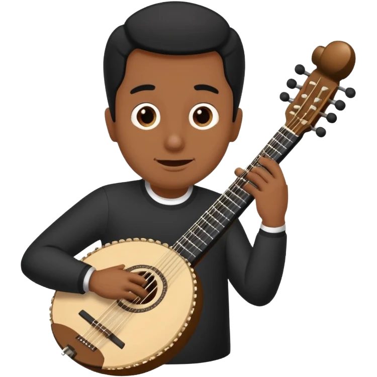 Caricatura de un gusano negro tocando el arpa emoji